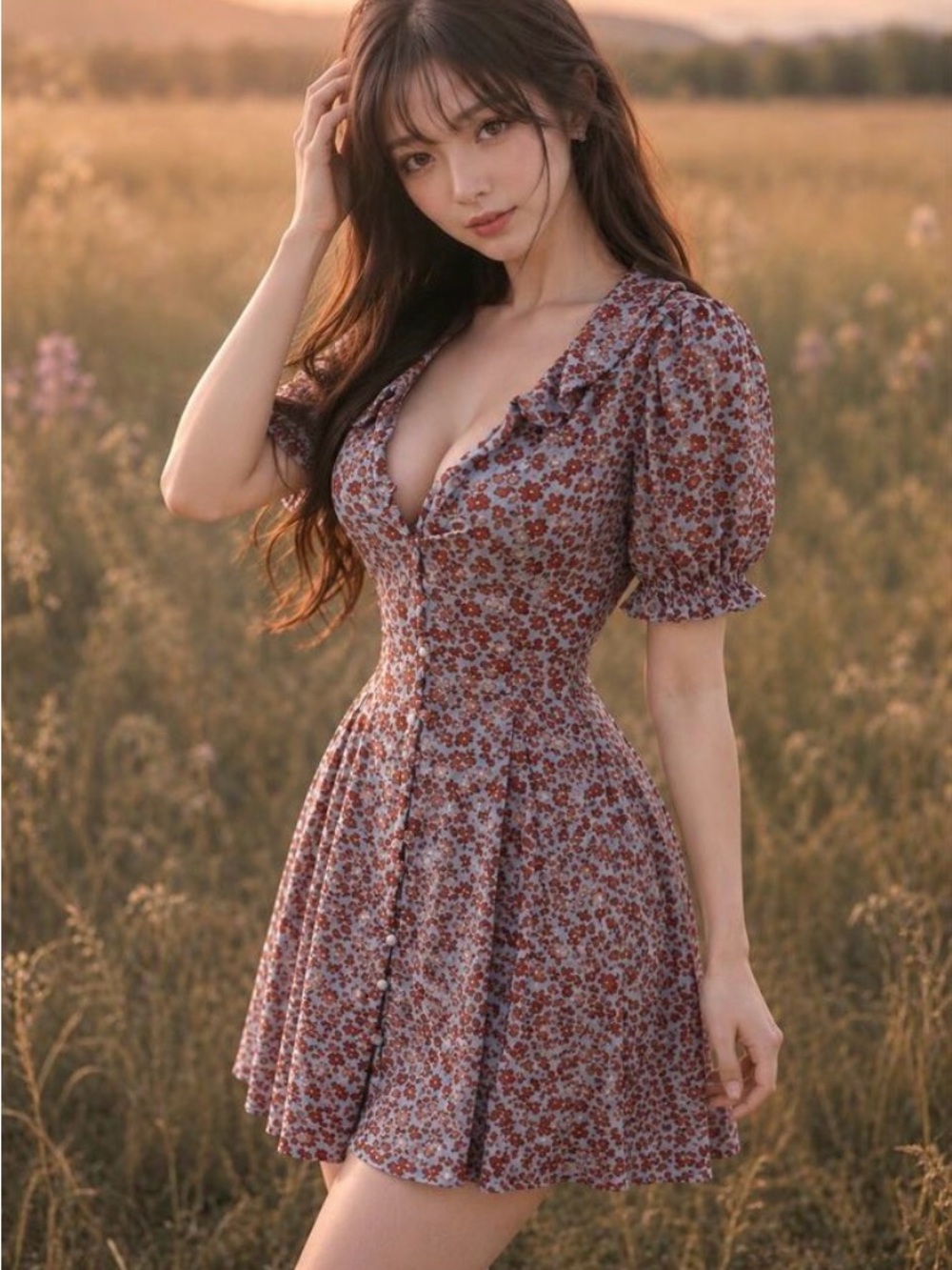 Madewell Rust Floral Button-Front Mini Dress - Picture 2 of 4